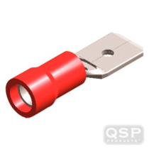 Kabelskor ''Flat'' Isolerade - 6,3mm - Röd (5st) QSP Products